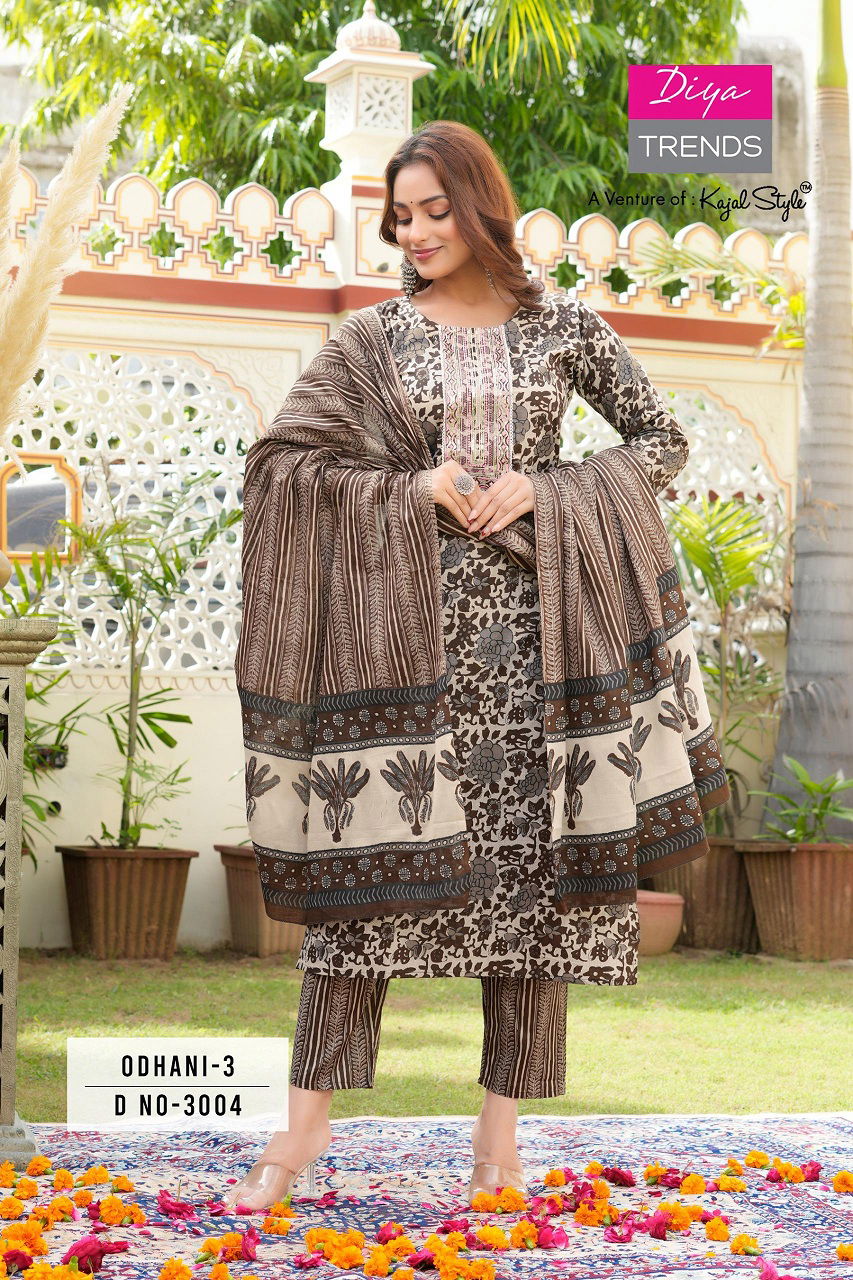 Odhani Vol 3 By Diya Printed Cotton Kurti With Bottom Dupatta Wholesale Shop In Surat